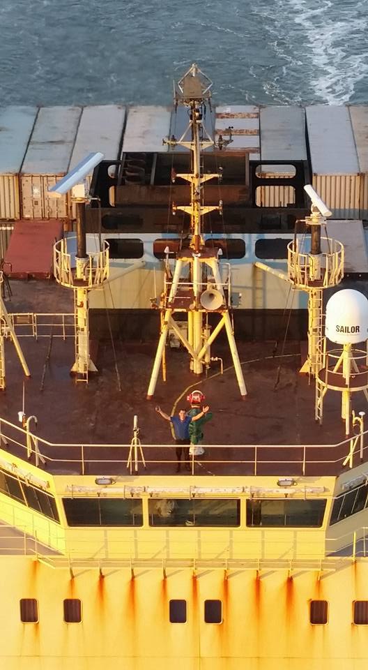 Container ship deck view